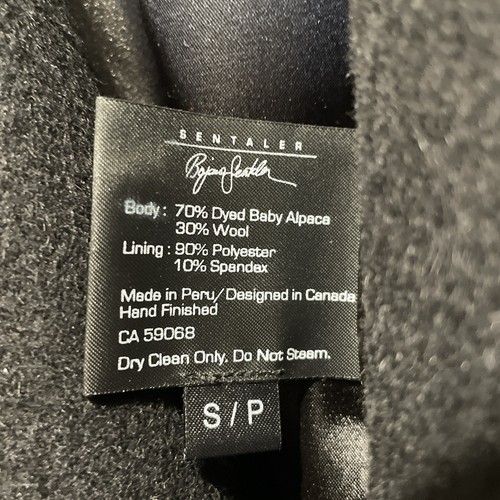 NWOT $1,790 SENTALER (Kate Middleton) Shawl Collar Alpaca/Wool Coat SMALL Black - Picture 11 of 13