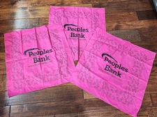 People's Bank Bandana Pink Breast Cancer Awareness Ribbon lot 3 20"
