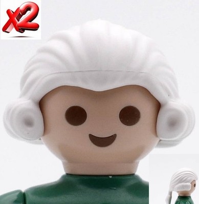 PLAYMOBIL x2 PERÜCKEN PERÜCKE WEISSE HAARE ROLLEN FRANZÖSISCHER ARISTOKRAT RI...