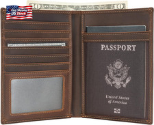 Polare Luxury RFID Blocking Leather Passport Holder Travel Wallet for Men and Wo