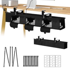 No Drill Under Desk Cable Management Tray - 36" Under Desk Cord Organizer,Cla...