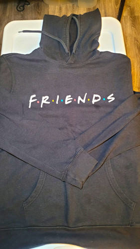 Old Navy Fleece Pullover Hoodie Gray Men's L Long Sleeve Friends Graphic Print