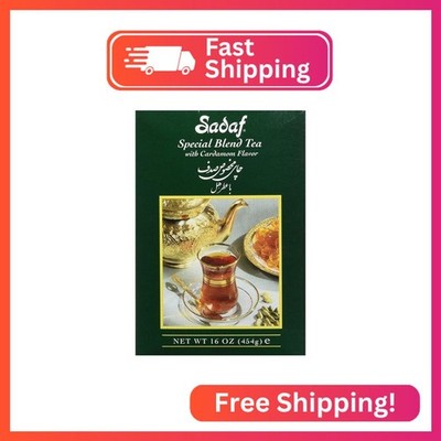 Sadaf Cardamom Tea Loose Leaf Box 16 oz - Special Blend Cardamom Ceylon Black Te