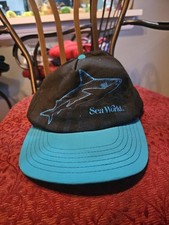 Vintage Sea World Hat Made In Usa Tag Aqua Blue
