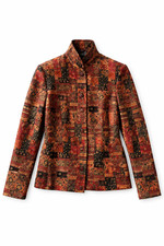 Vintage Tapestry Jacket Women Size 12 Cottagecore Boho Floral Patchwork Blazer F