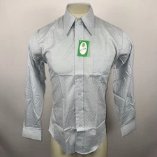 Vtg 70s Gino Paoli Shirt Dress Disco Gray Deadstock NOS NEW Medium Mens 15.5 35