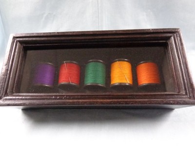 Sewing Shadow Box 5 Large Spools Of Thread & Needles 11'' x 5'' x 2 1/2''