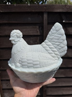 Vintage Milchglas Huhn Henne Nest Eierhalter Aufbewahrung