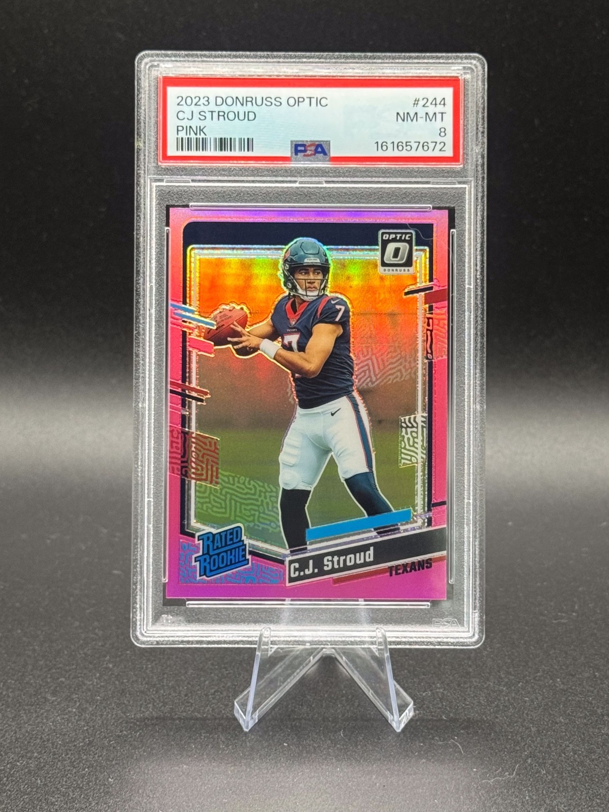 2023 Donruss Optic - CJ Stroud #244 Pink Prizm (RC) PSA 8 Houston Texans