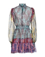 Versace Jeans Couture Multicolor Chiffon Floral Print High-Neck Mini Dress sz 2