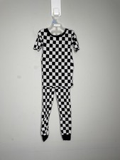 Little Sleepies Pajama Set Kids 3T Black White Cool Checks Bamboo Short Sleeve