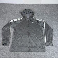 Adidas Zip Up Hoodie Gray Youth XL 18/20 Full Zip Athletic Sweatshirt Logo