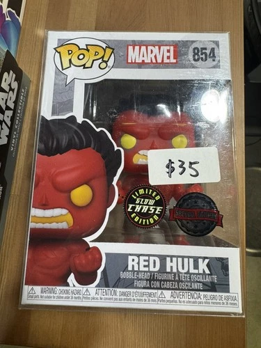 Funko Pop! Marvel Red Hulk #854 Limited Glow Chase Edition w/Protector