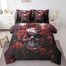 Orange Sugar Skull Queen Comforter Set with Sheets 7 Pcs
