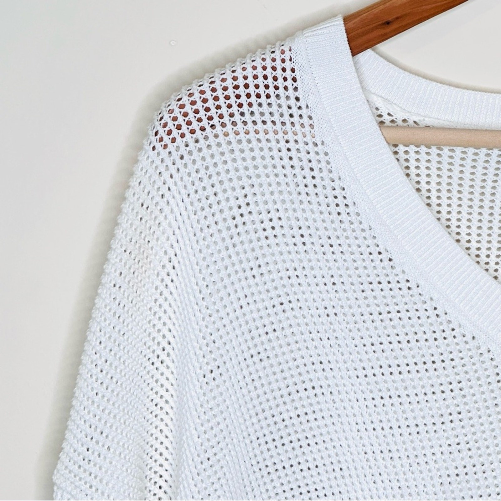 Cabi Breeze Open Knit Mesh Top Size Small Oversized White Minimalist Layer 5454