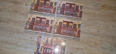 5er Set Vintage Tischsets mit Korkrückseite – Pariser Café- & Straßenszenen - Bild 1 von 4