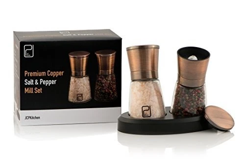 Premium Copper Salt and Pepper Mill Set - Stainless Steel Grinder Set with