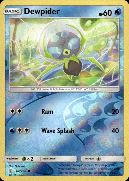 Pokemon Reverse Holo Dewpider SM - Cosmic Eclipse 64/236 LP