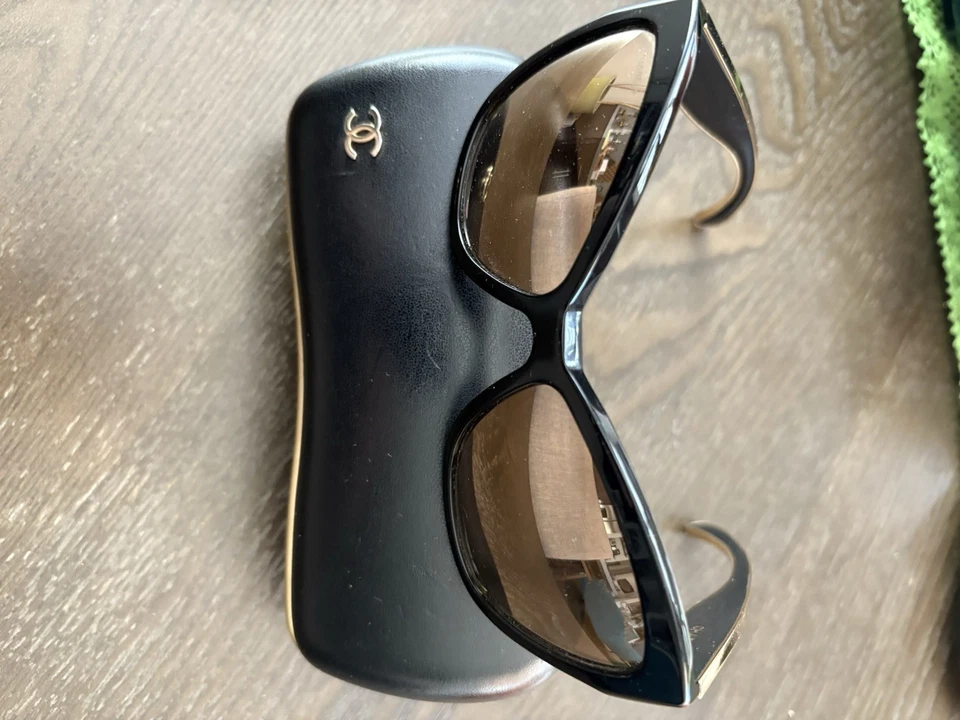 Женские Chanel CH5271 черный кошачий глаз золото зеркало объектив CC логотип с жесткий чехол - Изображение 4 из 4