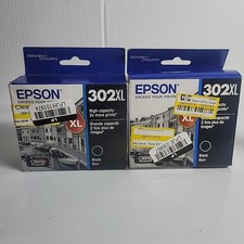 Lot Of 2 Epson 302XL Single Ink Cartridge - Black T302XL020-CP Exp. 1/2025