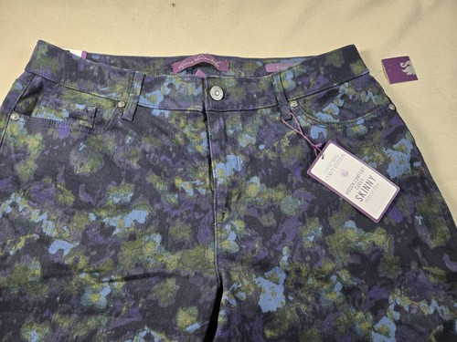 GLORIA VANDERBILT Women CURVY SKINNY Midnight Affair Night Floral SIZE 16 AVE - Afbeelding 6 van 7