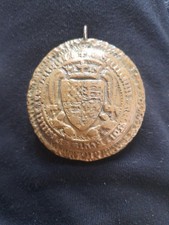 King Edward 3rd seal, Victorian Era Large Copper Medallion With Coat Of Arms.