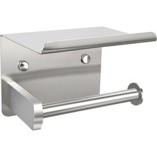Brushed Nickel Toilet Paper Holder with Shelf Wall Mount Screw or Self-Adhesive