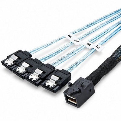 P56 Mini SAS SFF-8643 auf 4x SATA 7pin Splitter Kabel Festplatten Datenkabel 1m