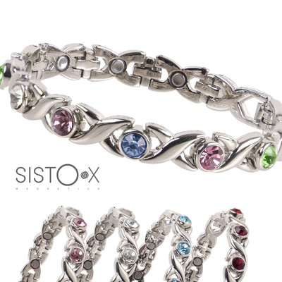Sisto-X Damen Kupferlegierung Magnet Faux Edelstein Kristalle Armband 10 Magnete