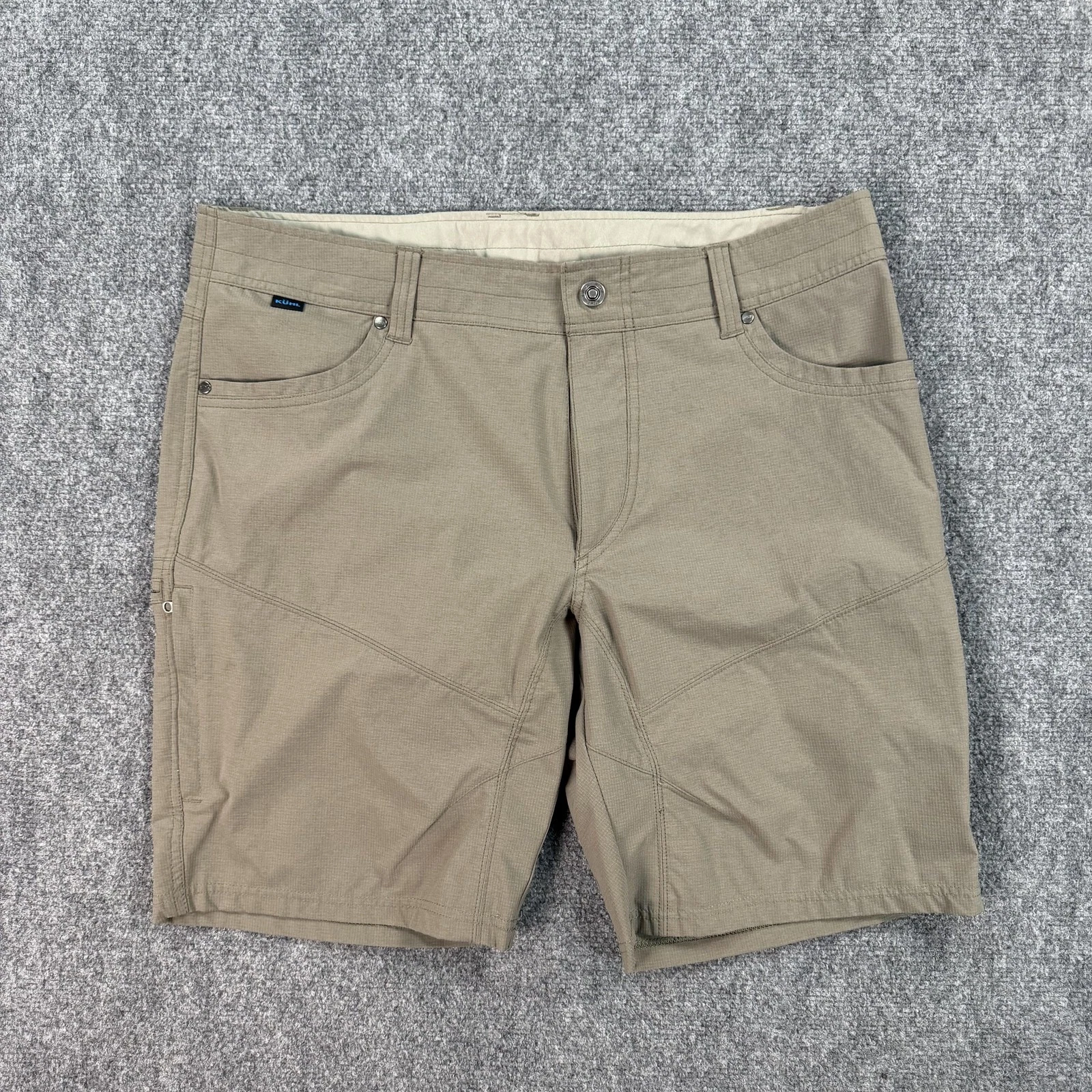 Kuhl Shorts Mens 38 Beige Silencr Kargo Outdoor Hiking Travel Casual Pockets