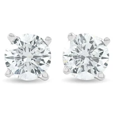 1 1/4Ct TW Natural Diamond Studs Round-Cut Earrings in 14K White or Yellow Gold
