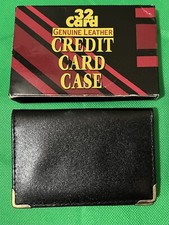Genuine Leather Black Bifold Credit Card Case 4-1/4" W x 3" H NEW FREE SHIPPING