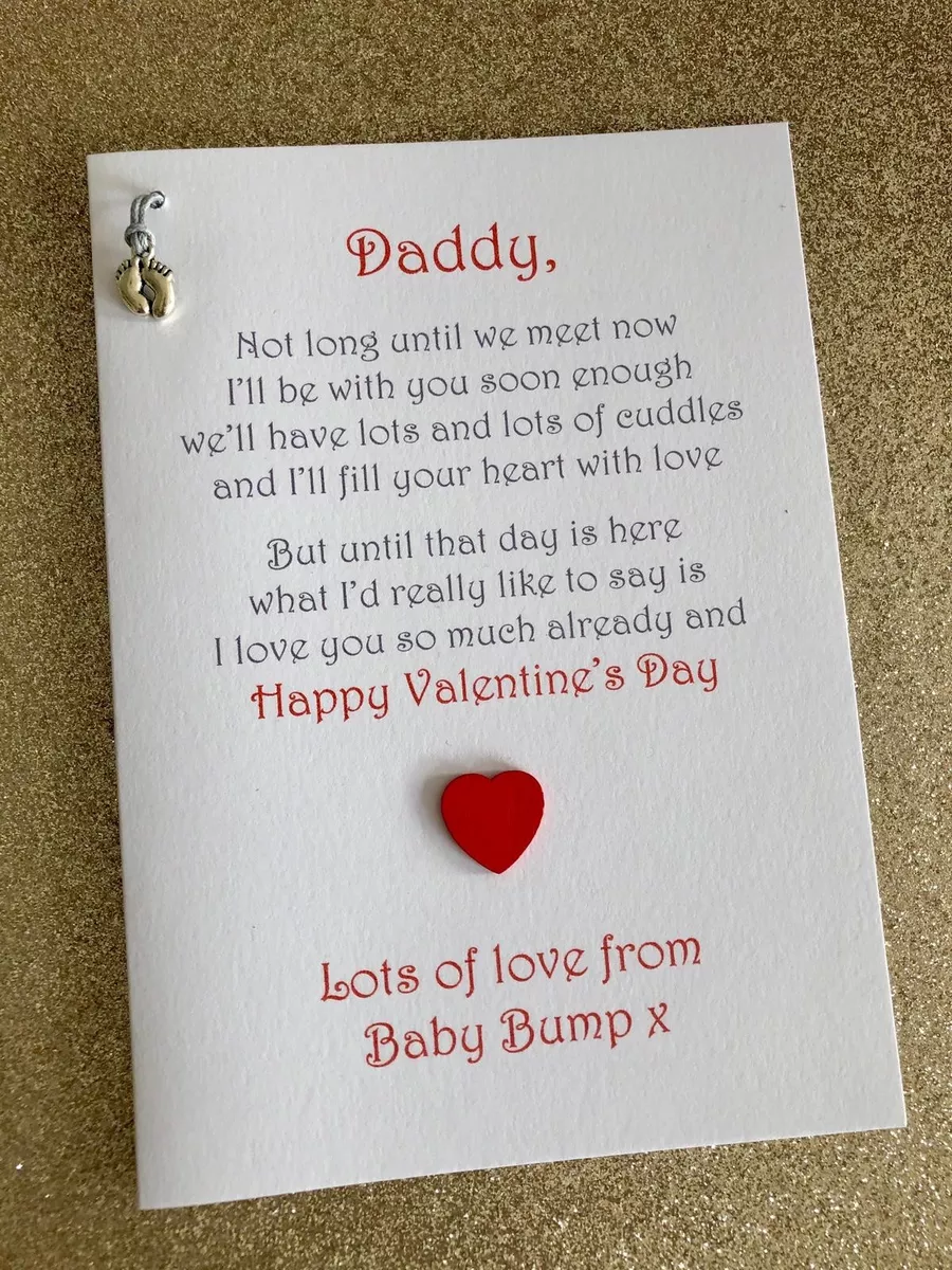 Charm Valentine s Day Card personalised Daddy to be Baby Bump 1st First Gift New