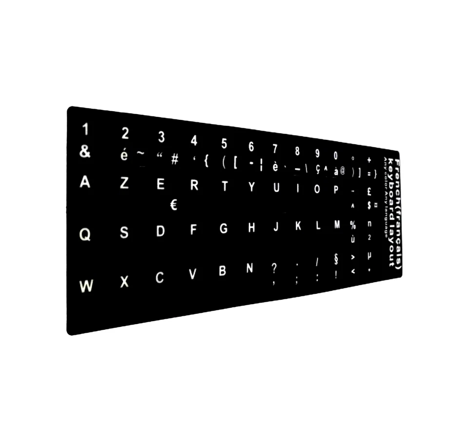 Stickers Autocollants pour Clavier AZERTY Français  Fond noir  pour PC  Bureau - Photo 4/4