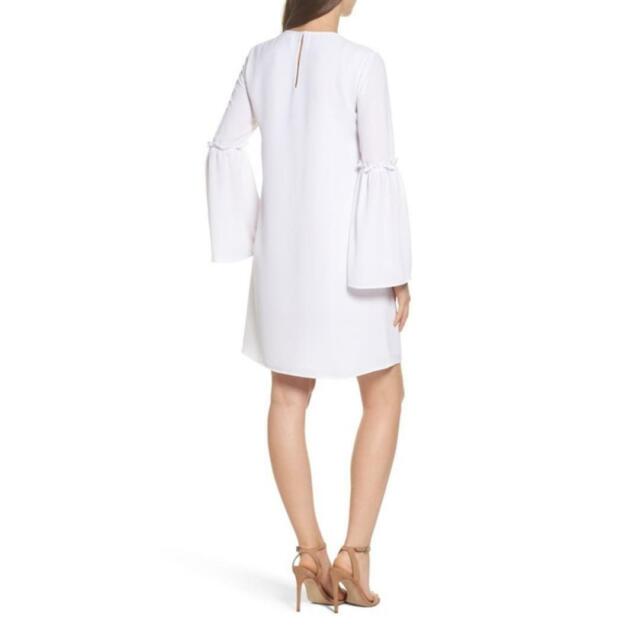 Michael Michael Kors Womens White Bell Sleeve Mini Party Dress S 