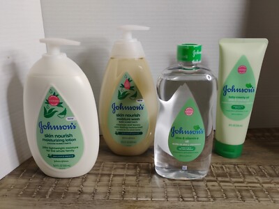 Johnson's Baby Lotion Oils Aloe Vitamin E 4 Pieces Set Lotion Wash Creamy Oil