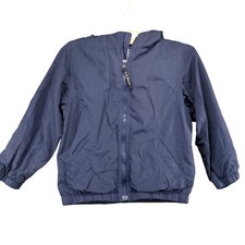 L.L. Bean Boys Full Zip Hooded Windbreaker Jacket Large Blue Lined