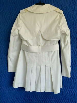 Women Miss Sixty M60 White Long Jacket with 6 Buttons Belted