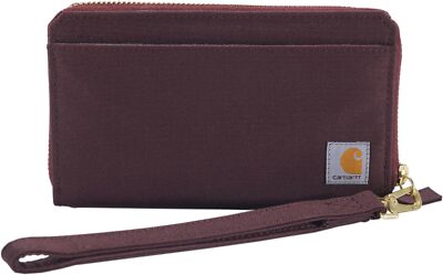 Carhartt Women's Rugged Canvas Lay Flat Clutch Wallets, One Size, Deep Wine 