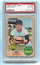 1968 OPC O-Pee-Chee 104 Dick Dietz PSA 6 EX-Mint graded card Pop 2, 0 Higher