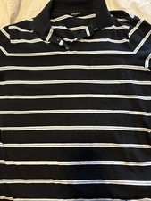 Cherokee Shirt Men's Size Large Black Striped Polo Short Sleeve W/Pocket