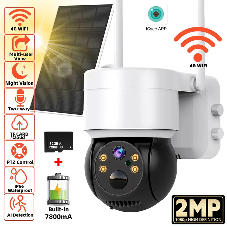 Wireless Solar Battery Powered Wifi Outdoor Pan/Tilt Home Security Camera System - Image 2 of 4