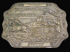 American Heroes Fire Department Boston Firefighter Bergamot Vintage Belt Buckle