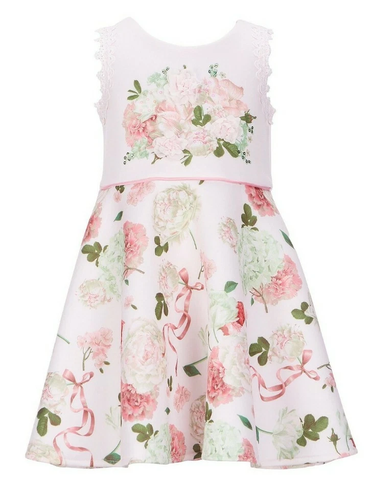 Biscotti Niña Pequeña Floral Buceo Gasa Flor-Aplique Fantasioso Vestido-4-6 Foto 4 de 4