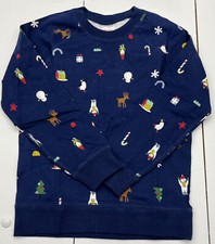 Hanna Anderson Blue Christmas Crewneck Top Kids Size 8 NEW