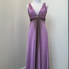 Mark Bouwer Glamiti Purple Dress| Lavender Silk Gown|brow ombre, crystal broach 