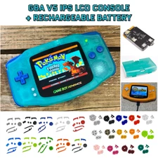 Nintendo Game Boy Advance GBA V5 IPS LCD GLOW TEAL USB-C Rechargeable Battery