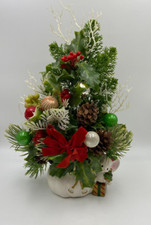 Vintage Napcoware Christmas Mouse Planter w/ Floral Arrangement 9599