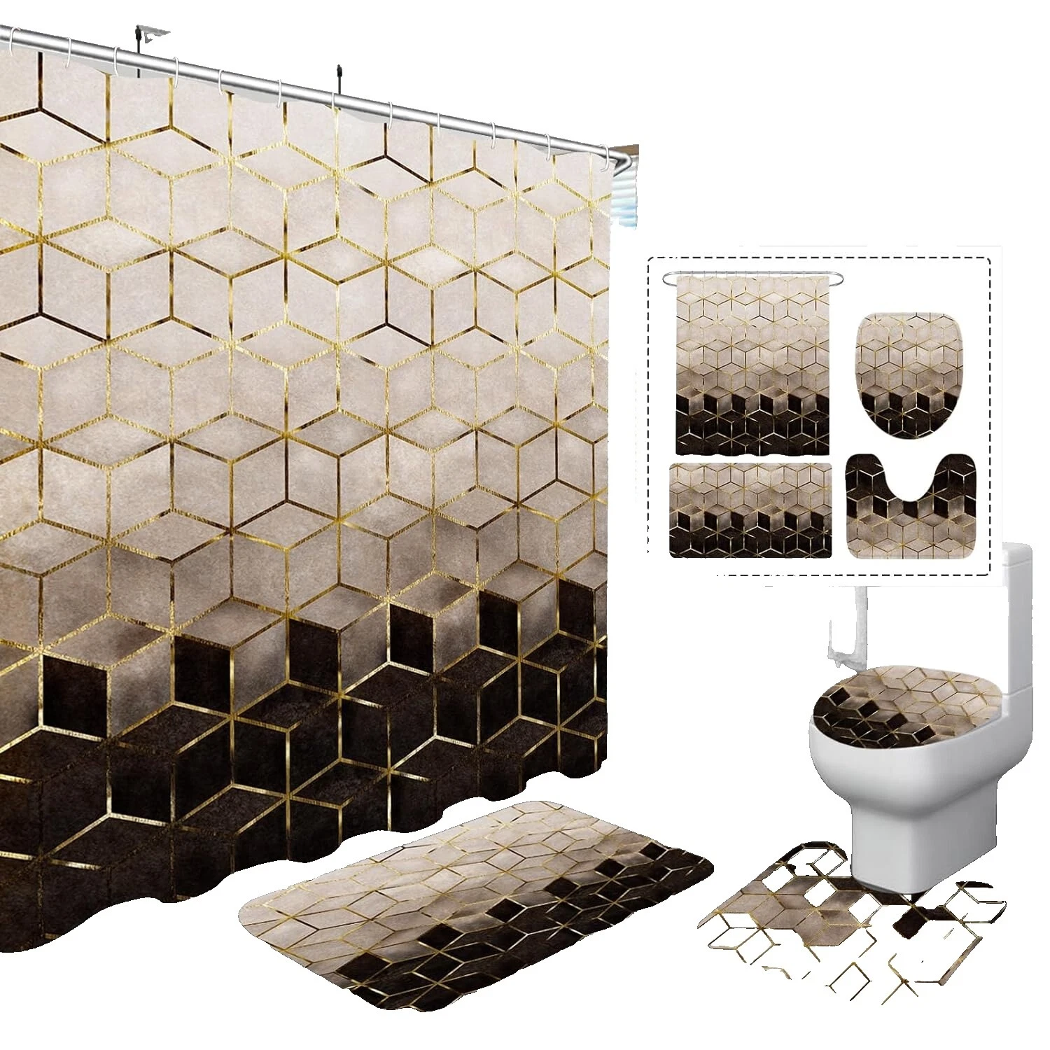 Cortinas de Ducha geométrica de plástico
