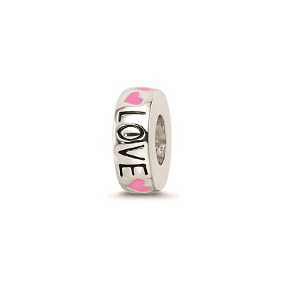 Reflexionsperlen Sterling Silber rosa emailliert Herzen Love Amour Zwischenperlen